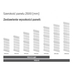 Panel ogrodzeniowy (kratowy) WIŚNIOWSKI - VEGA B. Długość 2500 mm